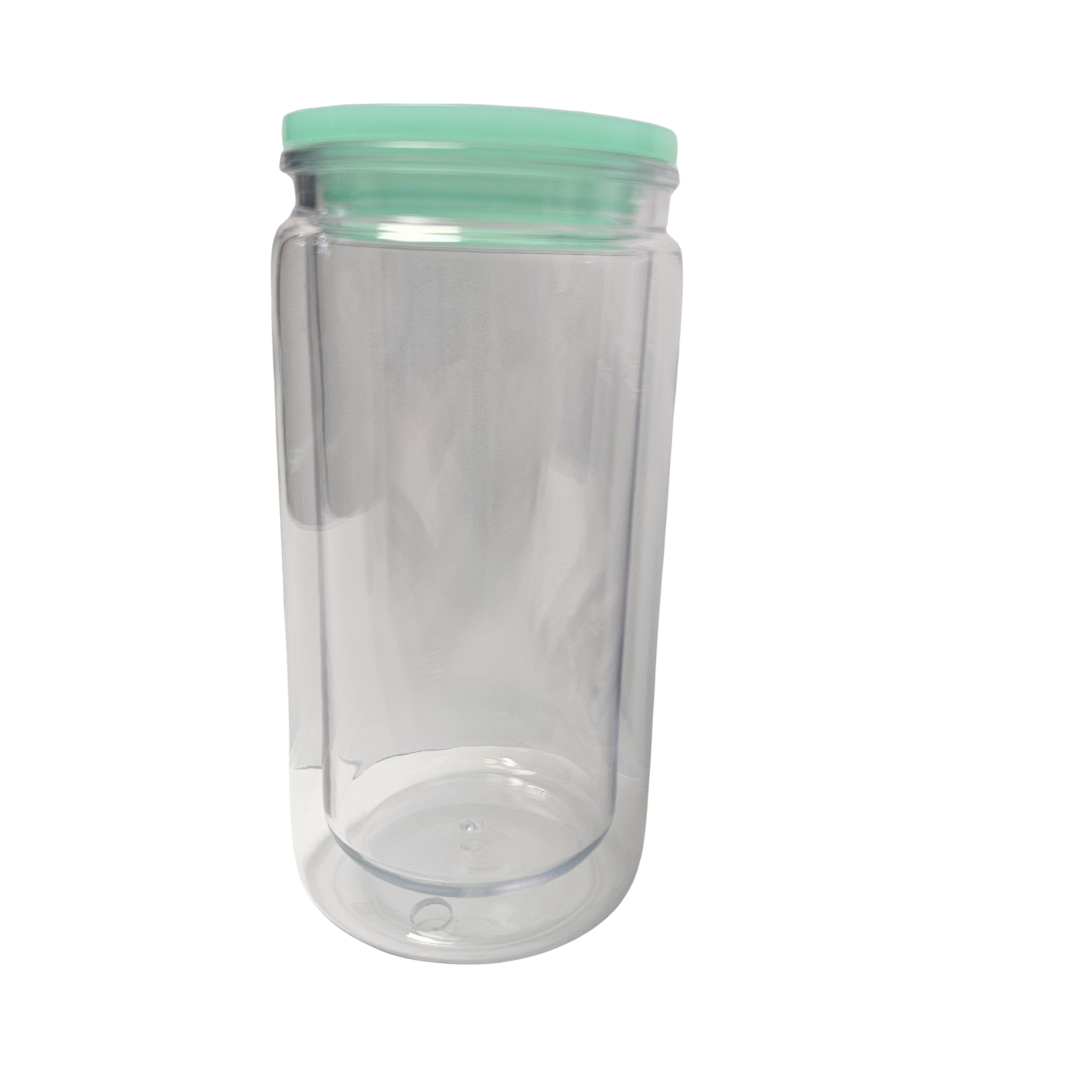 16oz Clear Acrylic Mason Jar Snow Globe Cup - Colored Top