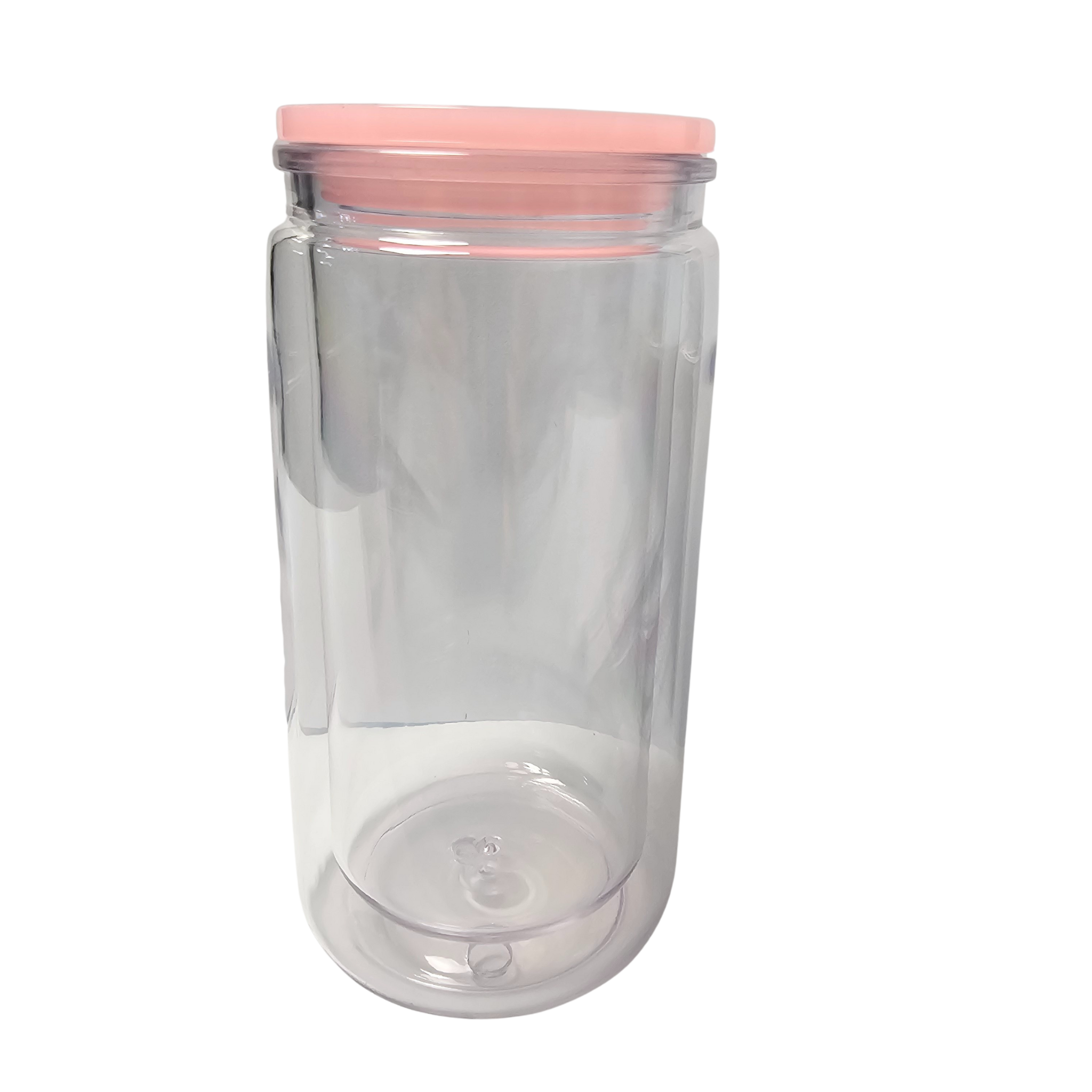 16oz Clear Acrylic Mason Jar Snow Globe Cup - Colored Top