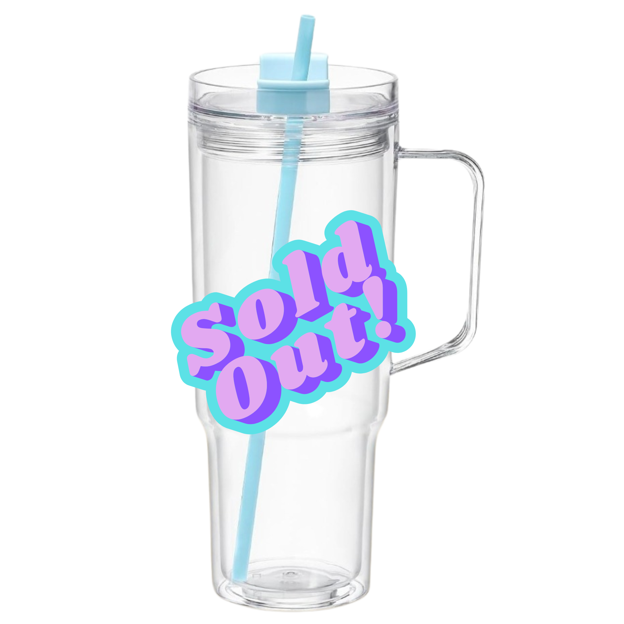 40oz Clear Acrylic Snow Globe Tumbler With Handle